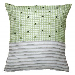 Triangles & Stripes Pillow Cover - Green